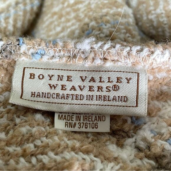 Boyne Valley Weavers Poncho Cape Sweater Ireland Made Fringed Alpaca Plaid OS - Picture 7 of 9